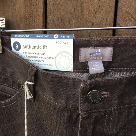 J Jill | NWT Size 0 Petite Bootcut Brown Jeans - Picture 3 of 9